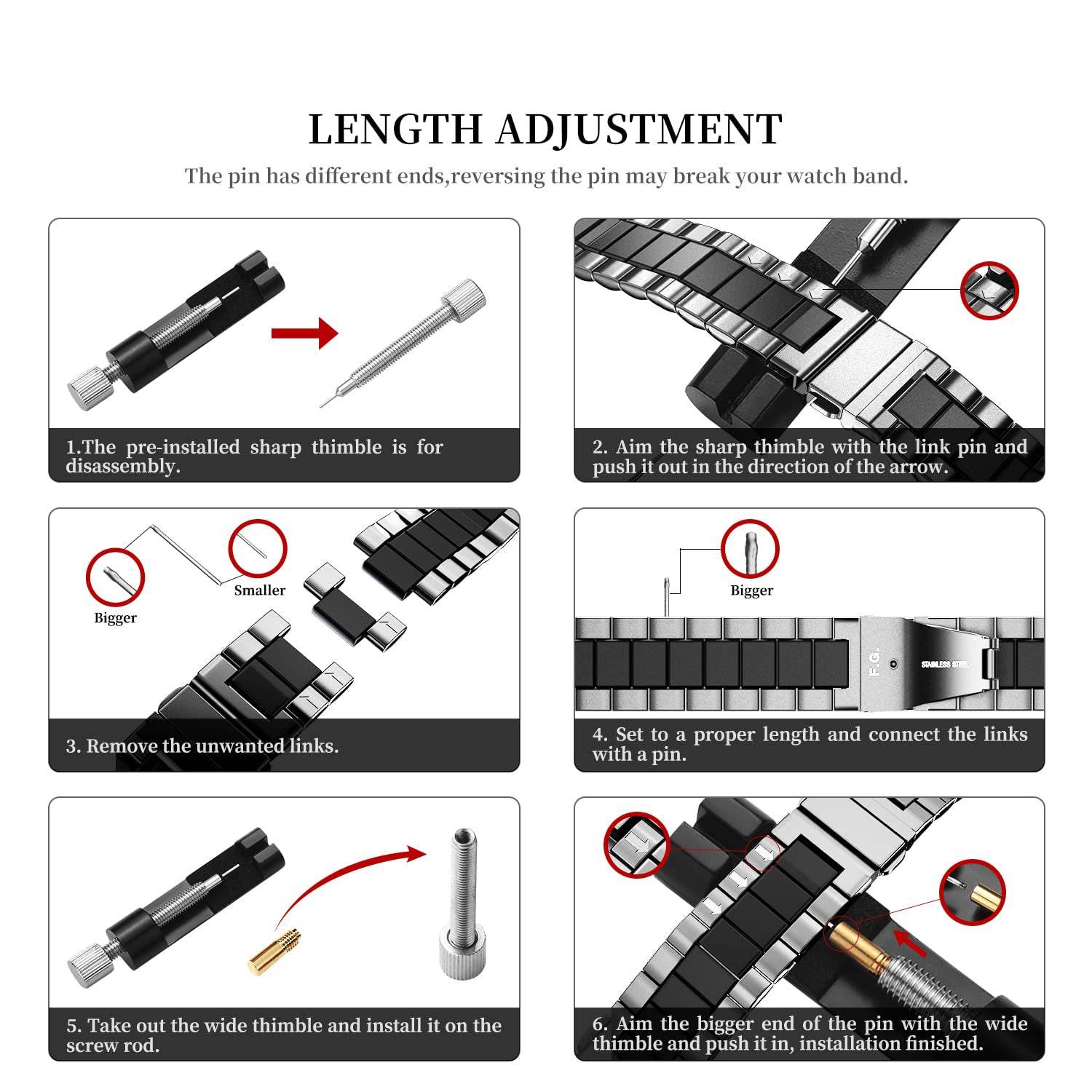 Premium Stainless Steel iWatch Band for Apple Watch Series 8/7/6/5/4/3/2/1/SE/SE2/Ultra - Black Silver - Guleel