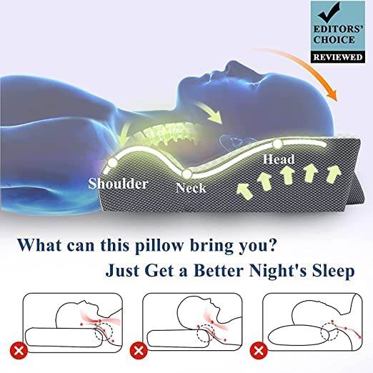 Cervical Pillow Contour Premium Medical Grade For Neck & Shoulder Pain Best For- Cervical Spondylitis, Neck Sprains/Stiff Neck & All Type Pain Reduction - Guleel