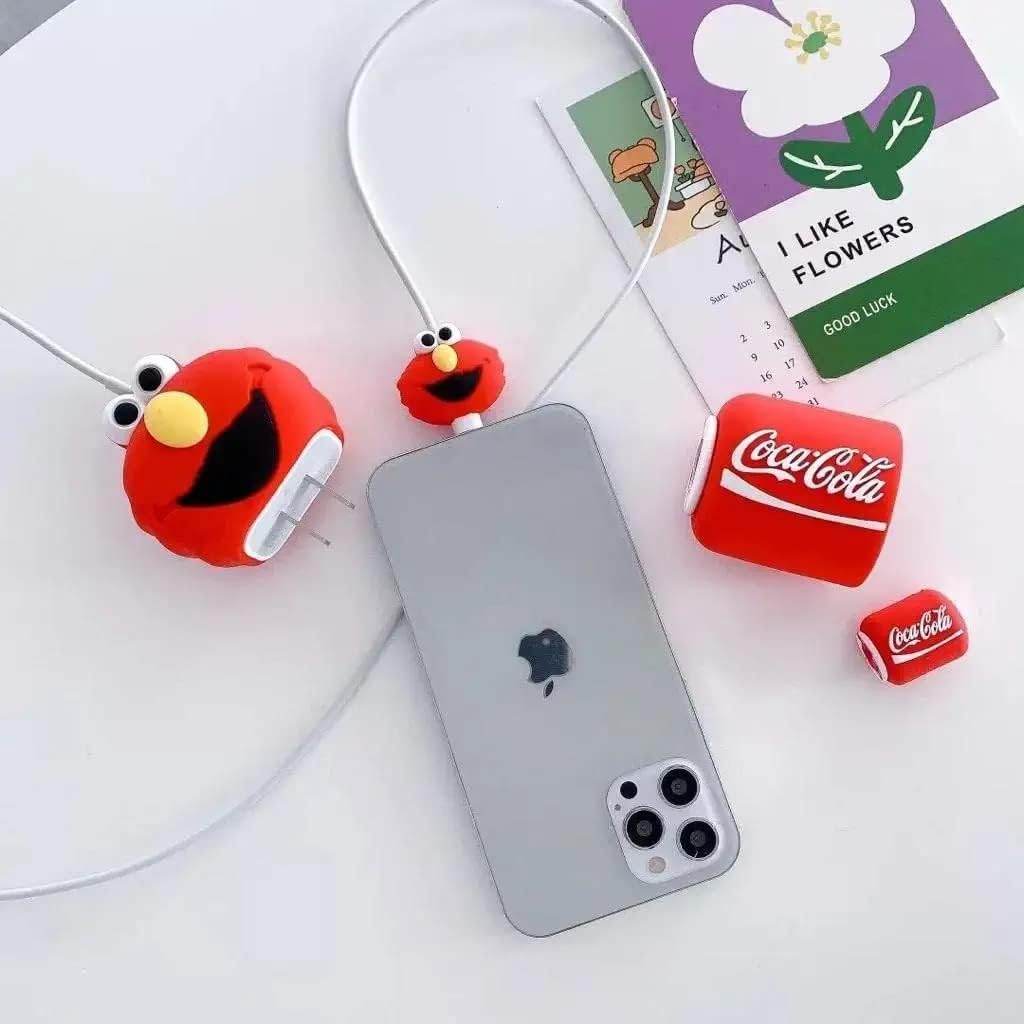 Silicone Cartoon iPhone Charger Case Cover for 18-20W Chargers - Brown (with Wire Cover) - Guleel