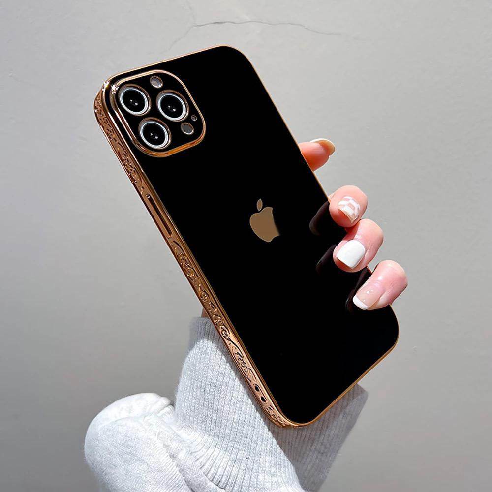 iPhone 13 Pro Premium Carving Embroidery Case - Black - Guleel