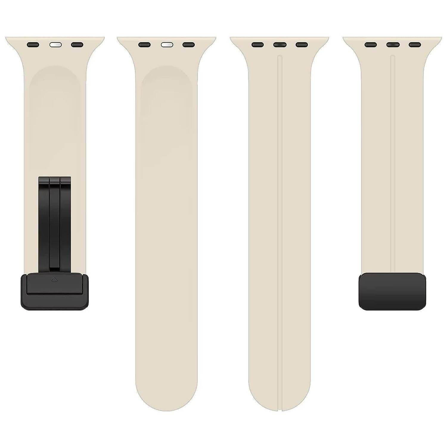 Silicone Sport Band Magnetic Clasp Adjustable Strap Apple Watch Series 8/7/6/5/4/3/2/1/SE/SE2/Ultra ( Watch Not Included)- (Starlight) - Guleel