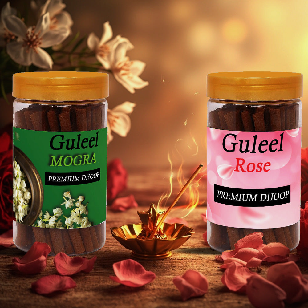 Mogra & Rose Flavoured Agarbatti Pack of 2 – Pure Floral Incense Sticks For Puja & Meditation