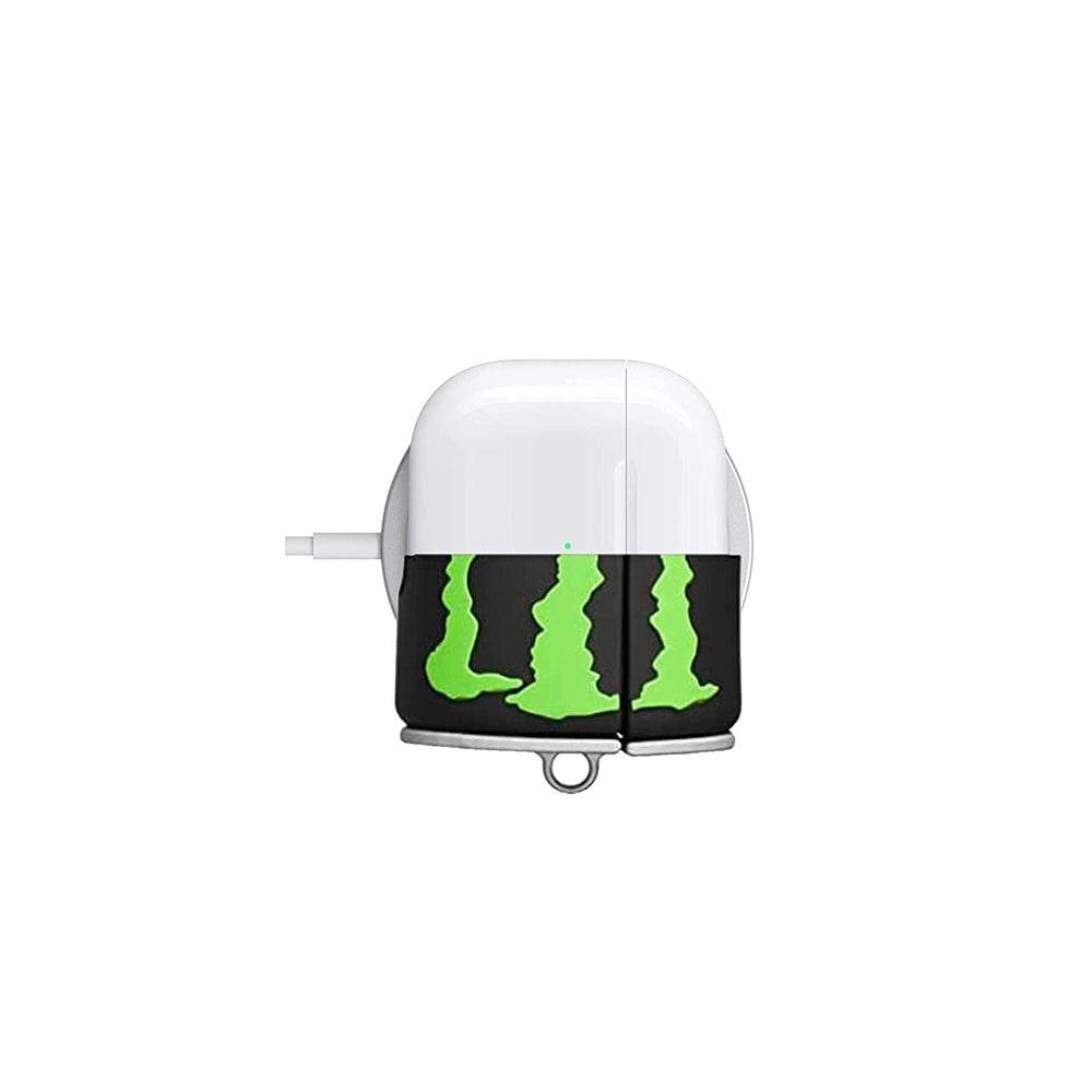 Airpod's 3 Cute Monster Energy Bottle Cartoon Silicone Case - Black Green - Guleel