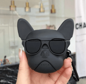 Airpod's Pro Cute Silicone Protective Bulldog Cartoon Case - Black - Guleel