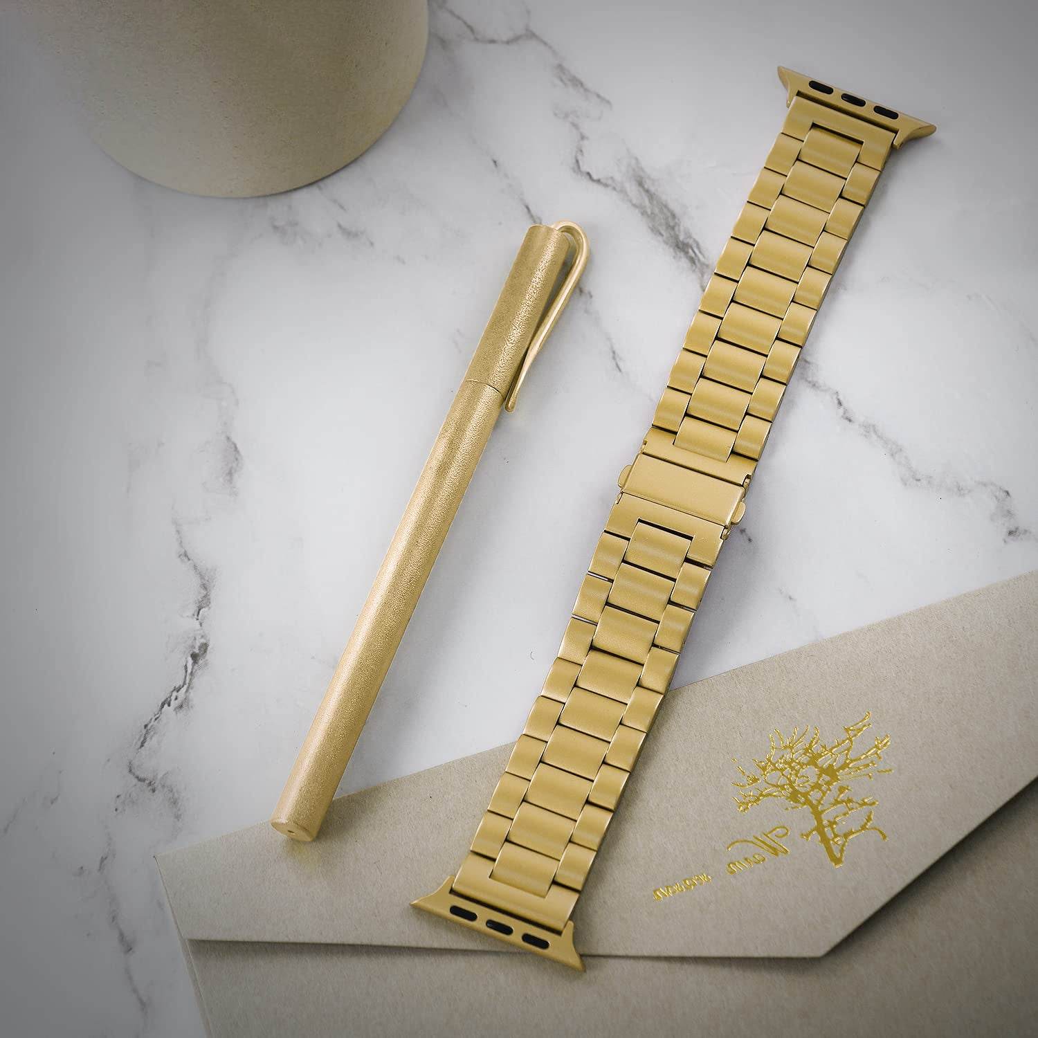 Premium Stainless Steel iWatch Band for Apple Watch Series 8/7/6/5/4/3/2/1/SE/SE2/Ultra - Gold - Guleel