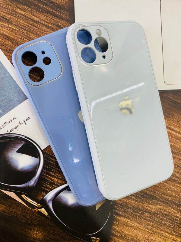 iPhone 12 Mini Premium Glass Mirror Finish Camera Protection Case - Blue - Guleel