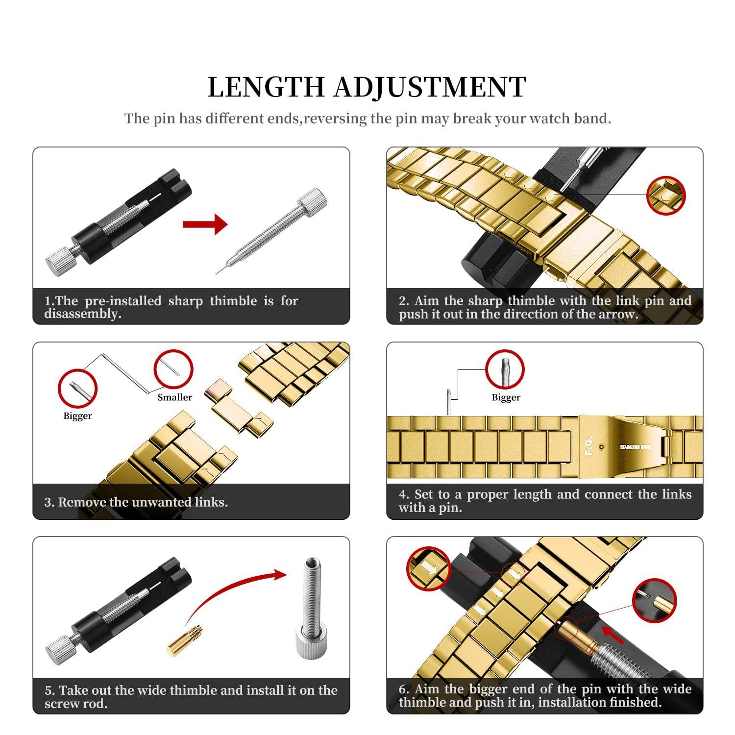 Premium Stainless Steel iWatch Band for Apple Watch Series 8/7/6/5/4/3/2/1/SE/SE2/Ultra - Gold - Guleel