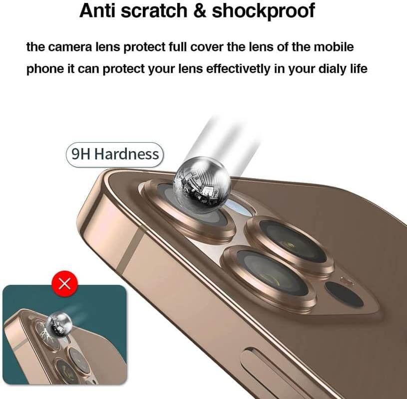 Camera Lens Protector Tempered Glass Film Aluminum Alloy Lens Cover - Silver - Guleel