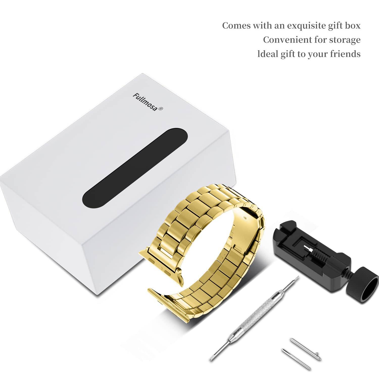 Premium Stainless Steel iWatch Band for Apple Watch Series 8/7/6/5/4/3/2/1/SE/SE2/Ultra - Gold - Guleel