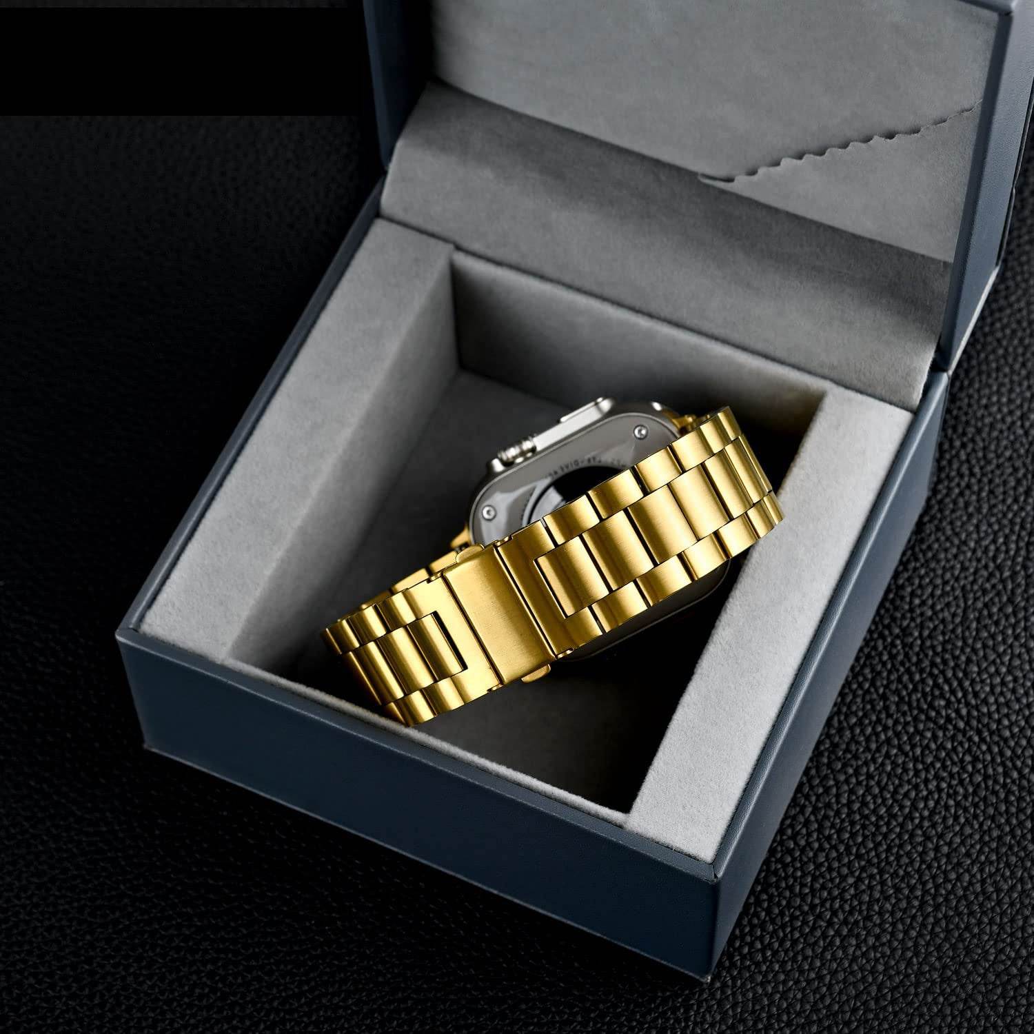 Premium Stainless Steel iWatch Band for Apple Watch Series 8/7/6/5/4/3/2/1/SE/SE2/Ultra - Gold - Guleel