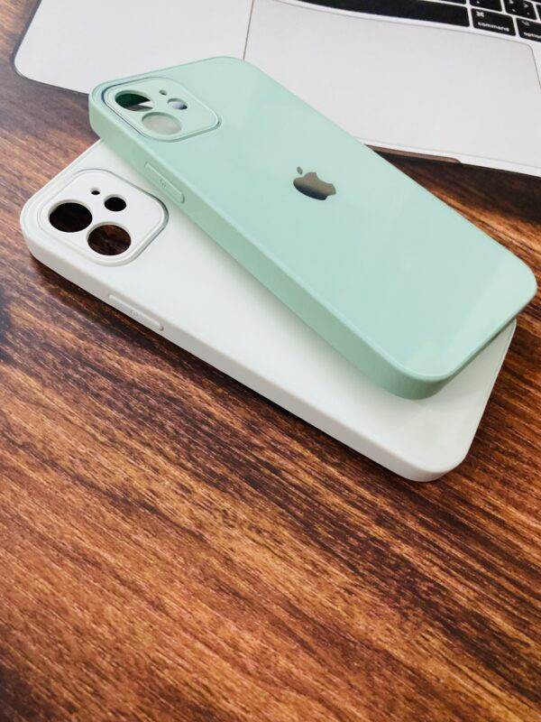 iPhone 12 Mini Premium Glass Mirror Finish Camera Protection Case - Light Green - Guleel