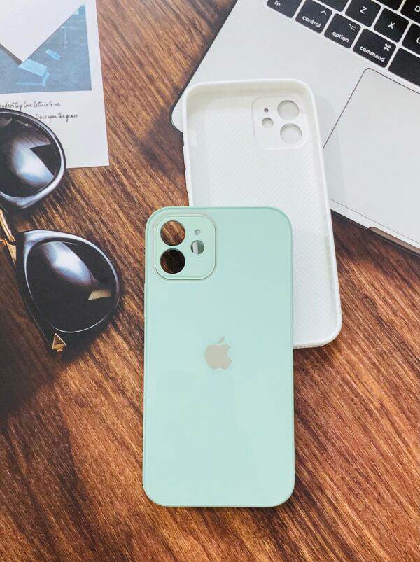 iPhone 12 Mini Premium Glass Mirror Finish Camera Protection Case - Light Green - Guleel