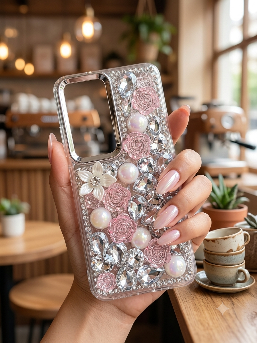 Cute Glitter Rhinestone Cover- Pink