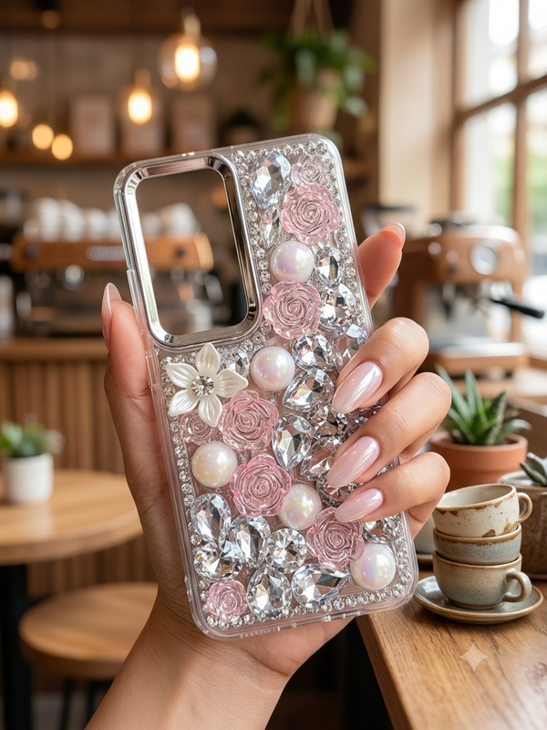 Cute Glitter Rhinestone Cover- Pink