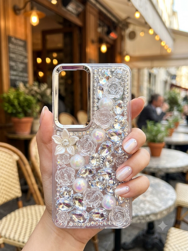 Cute Glitter Rhinestone Cover- Silver