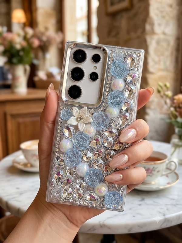 Cute Glitter Rhinestone Cover- Blue