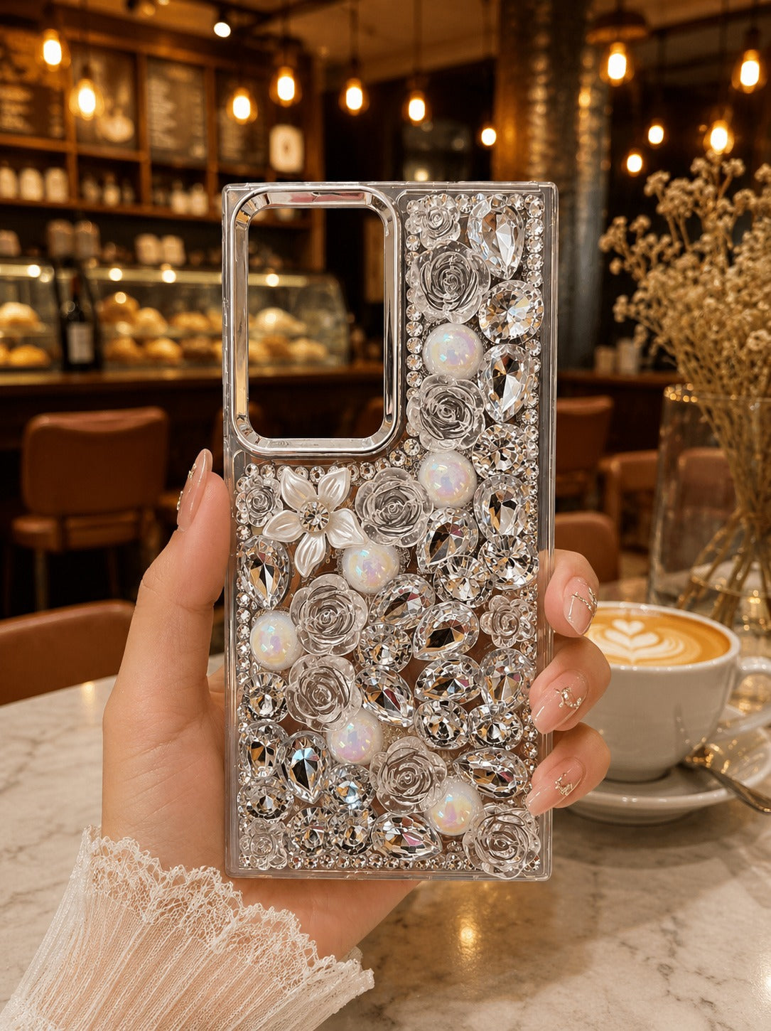 Cute Glitter Rhinestone Cover- Silver