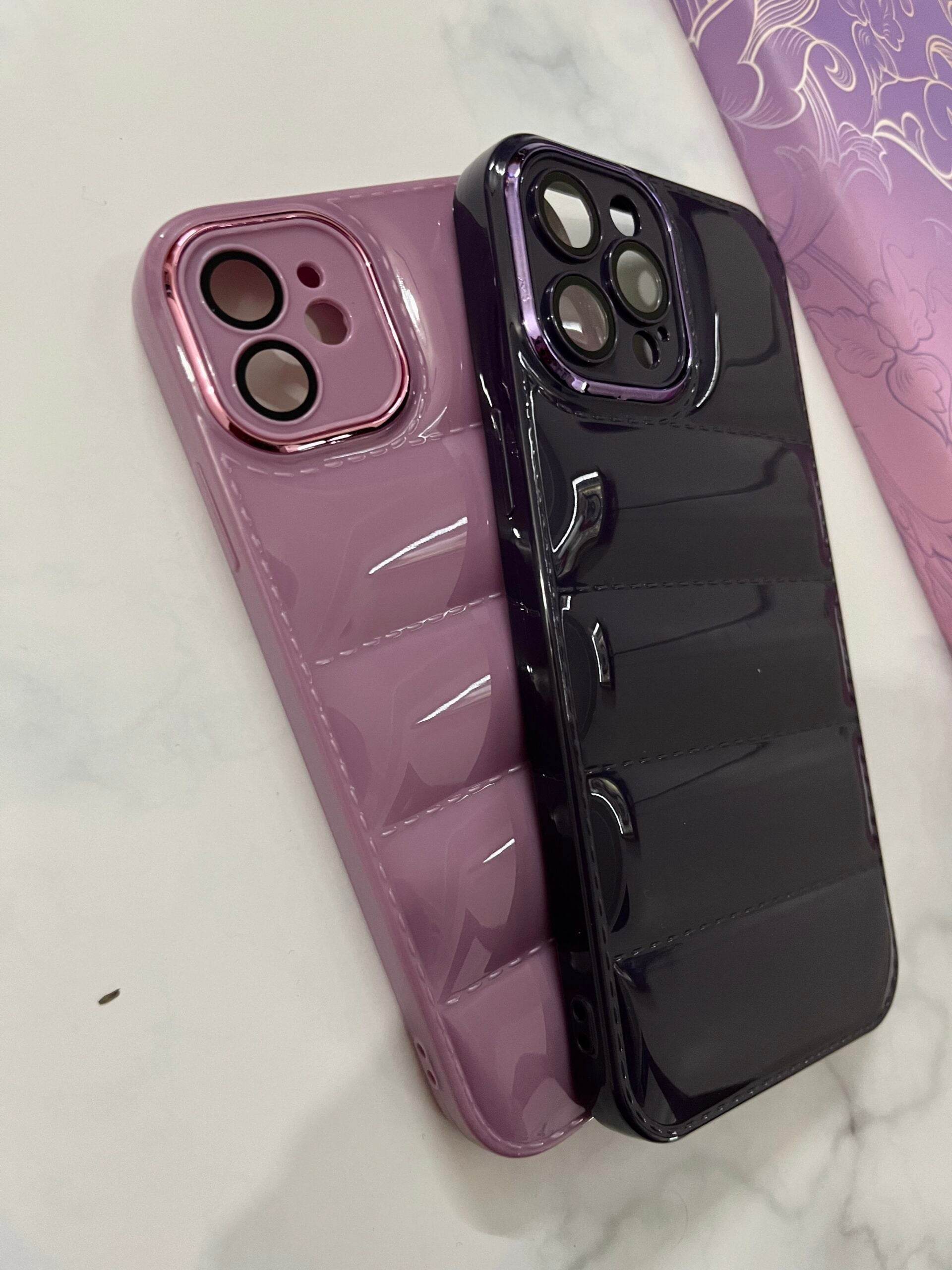 iPhone 14 Premium Cushion Glossy Back Cover – Purple - Guleel