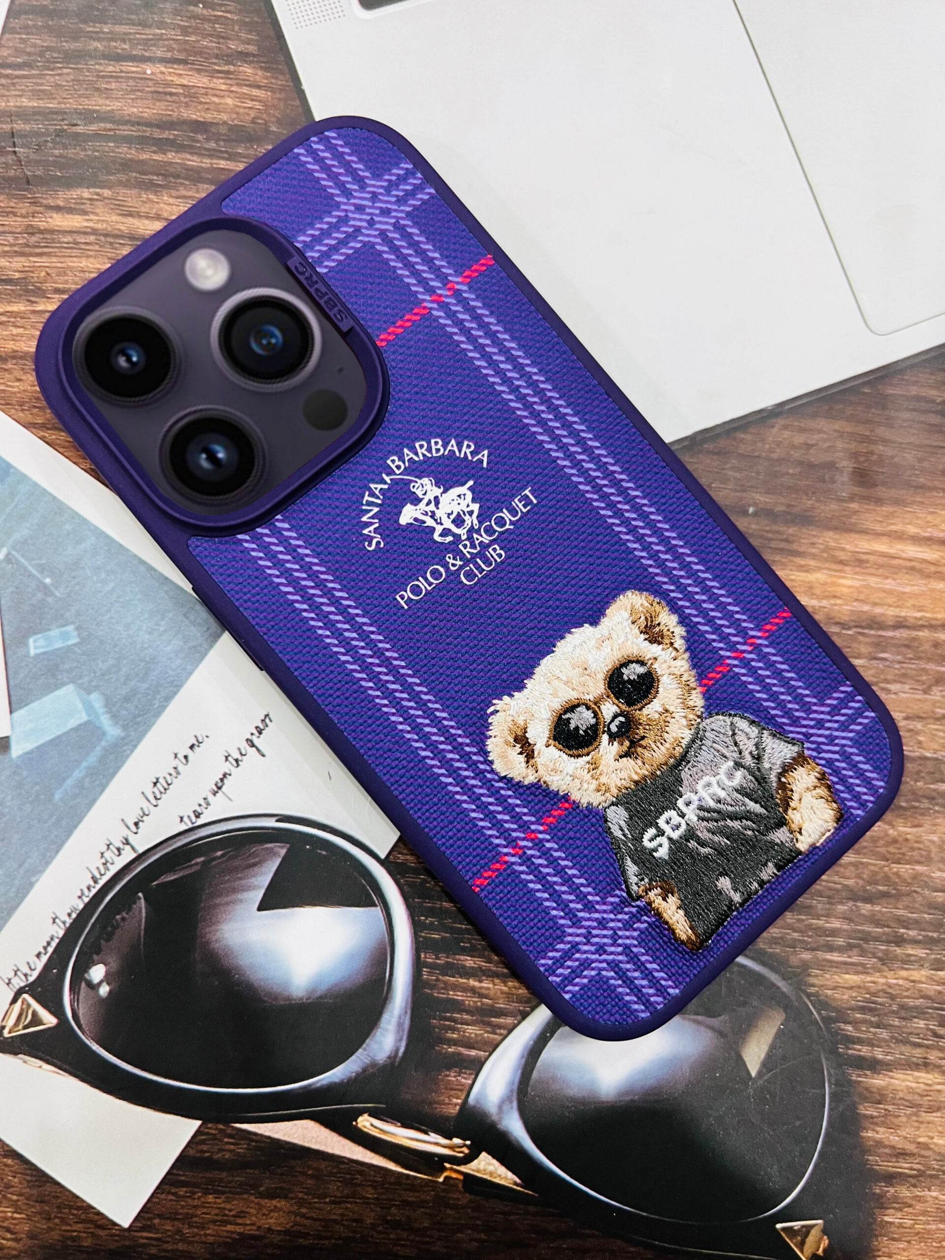 iPhone 14 Pro Premium Santa Barbara Polo Series Leather Cover – Purple - Guleel