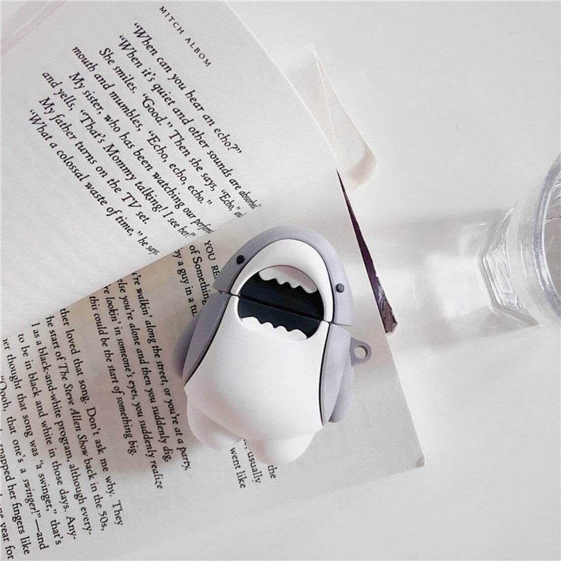 Airpod's 2 Pro Cute Shark Cartoon Silicone Case - Grey - Guleel