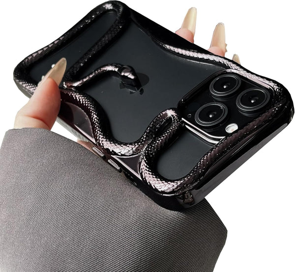 Premium Glossy 3D Snake Design Mobile Cover - Black