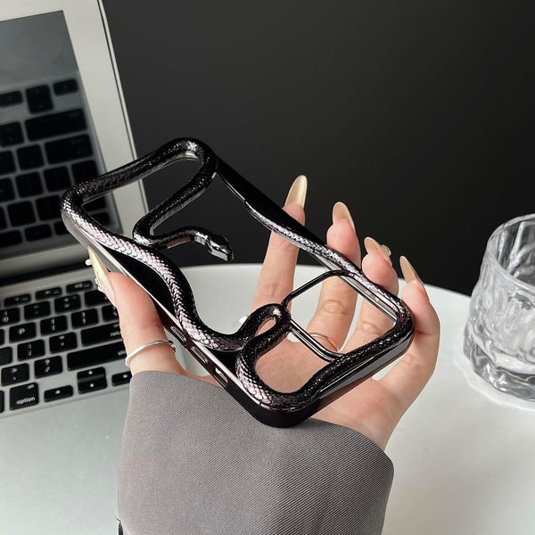 Premium Glossy 3D Snake Design Mobile Cover - Black
