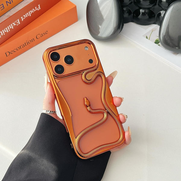 Premium Matte 3D Snake Design Mobile Cover - Orange
