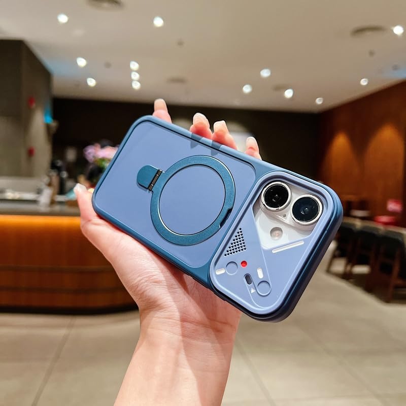Magnetic Shockproof Mag-Safe Compatible Case Foldable 110° Metal Ring Kickstand Matte Finish