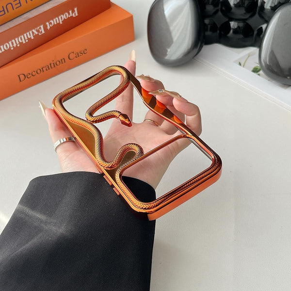 Premium Matte 3D Snake Design Mobile Cover - Orange