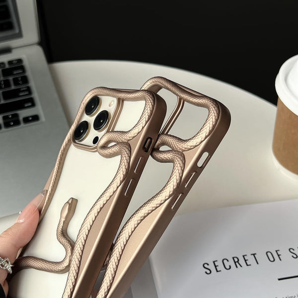 Premium Matte 3D Snake Design Mobile Cover - Gold