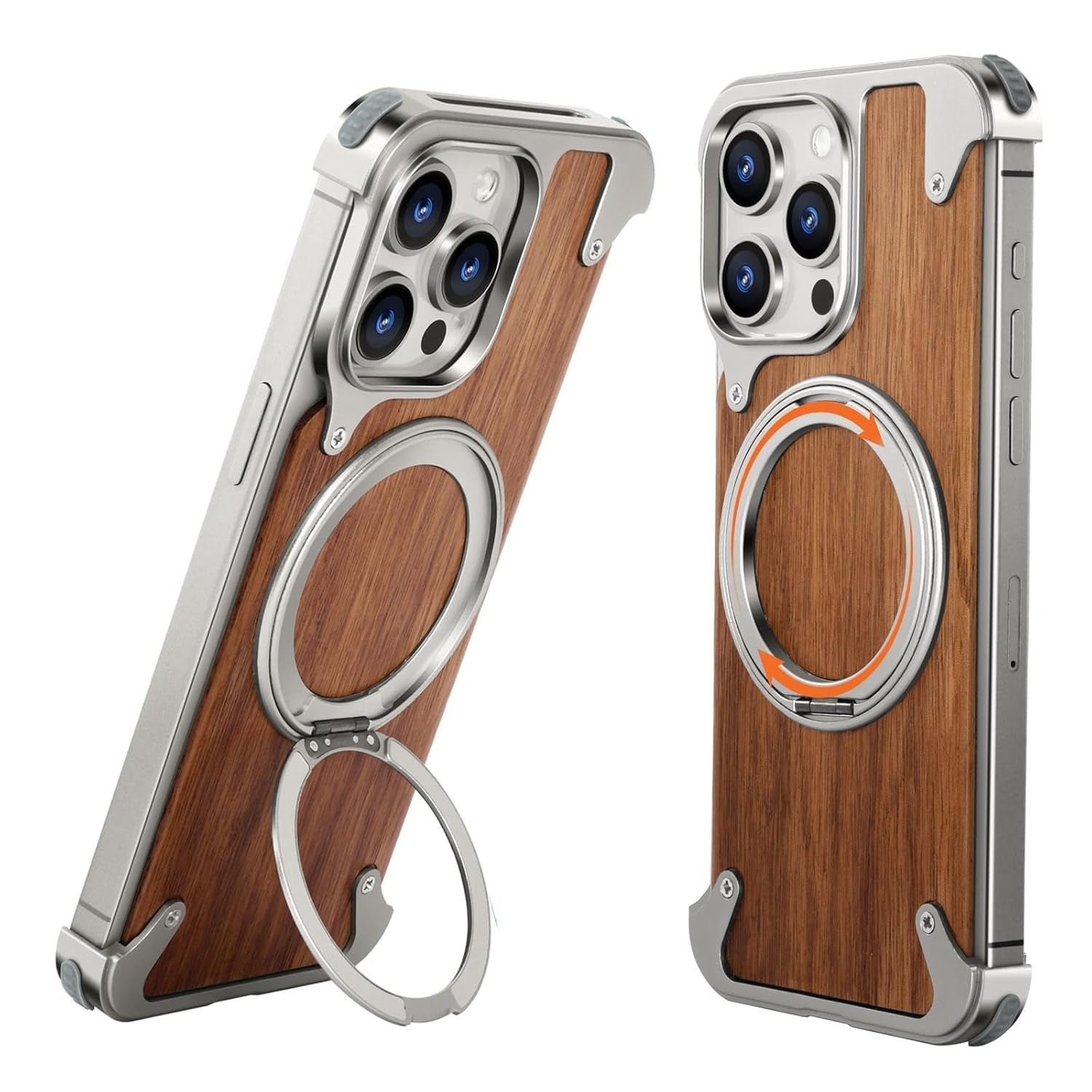 Magnetic Wooden Stand Shockproof Case