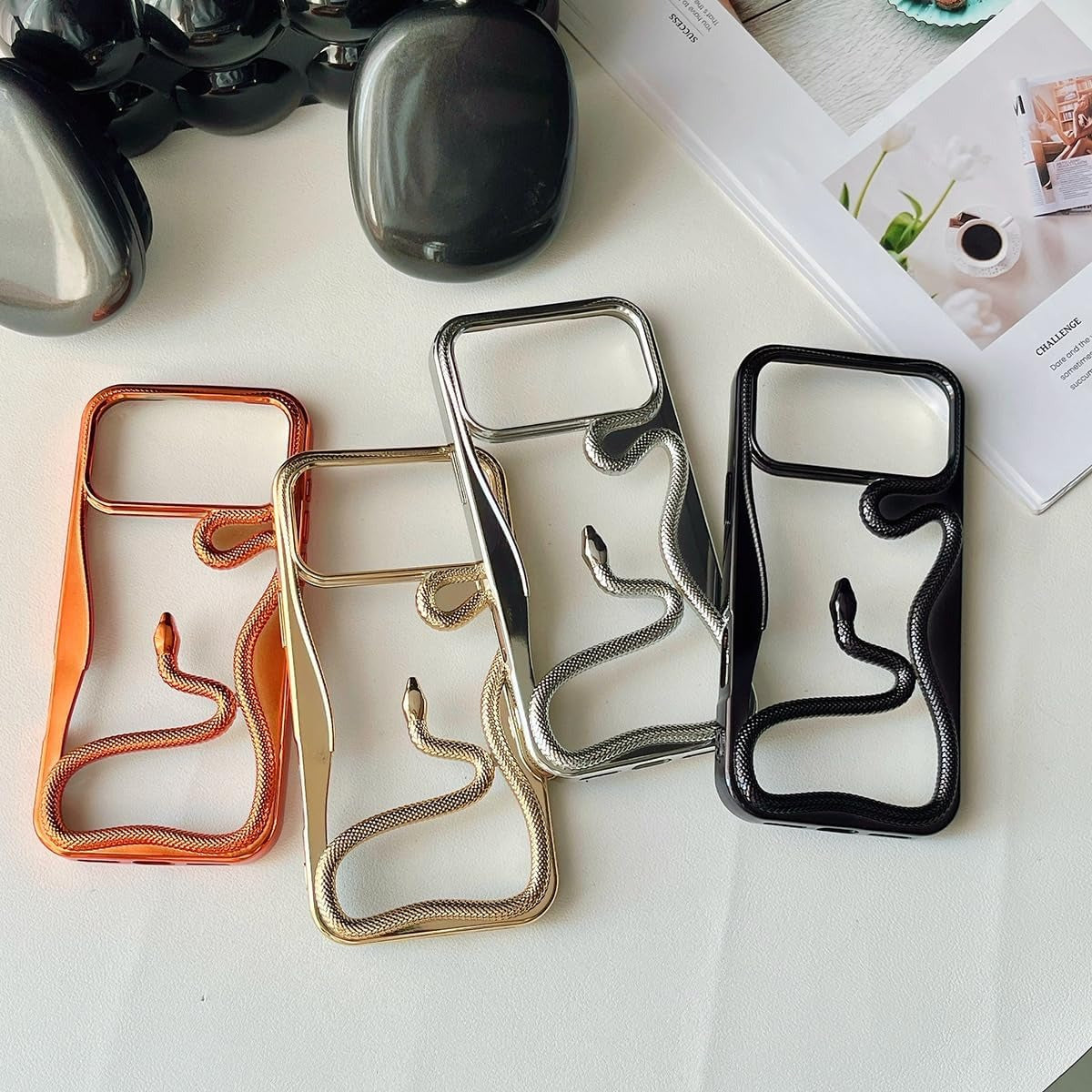 Premium Matte 3D Snake Design Mobile Cover - Orange