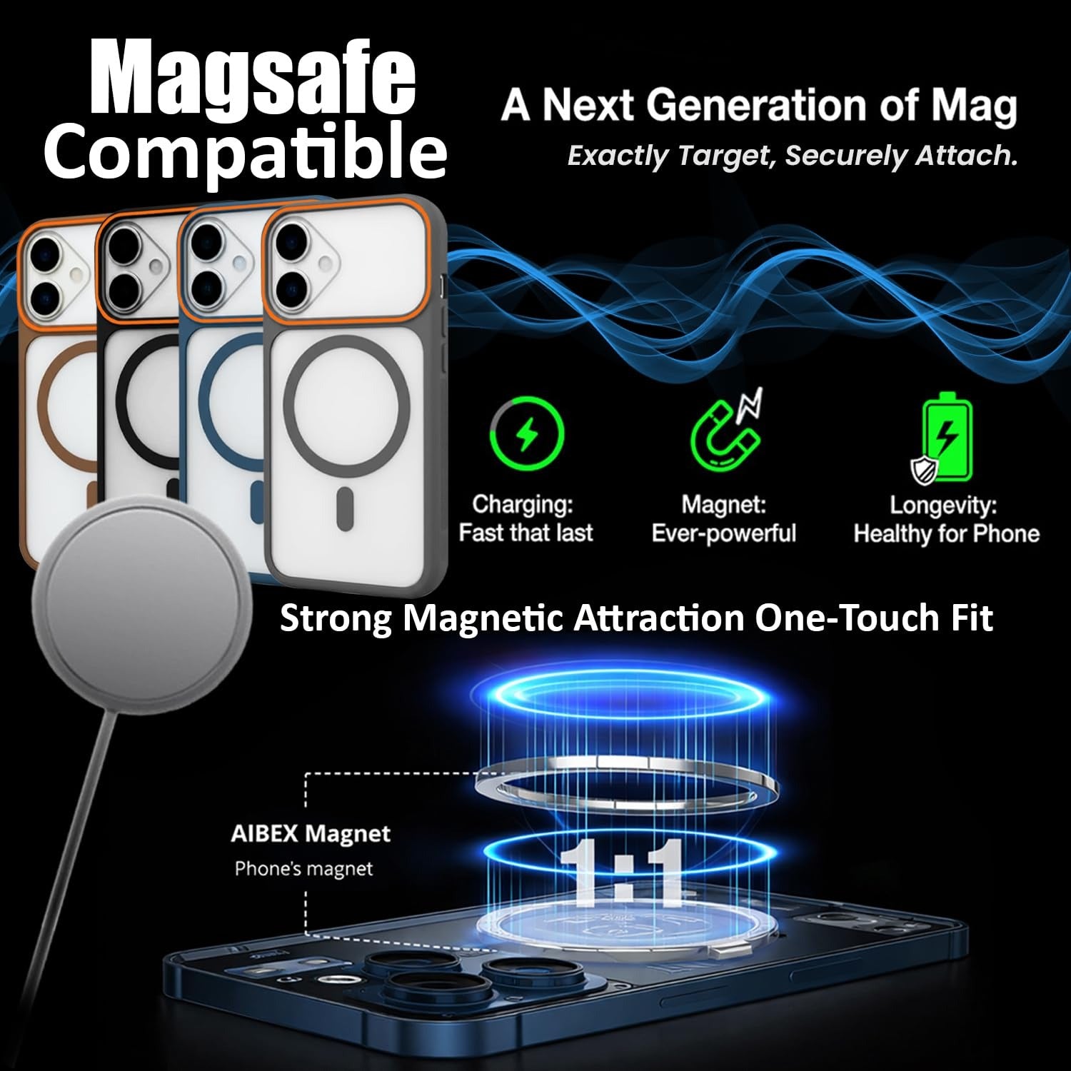 Premium Magnetic Magsafe Shockproof Mobile Case - Black