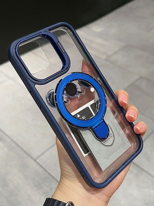 Premium Transparent Magsafe Stand Mobile Cover with FREE Lens
