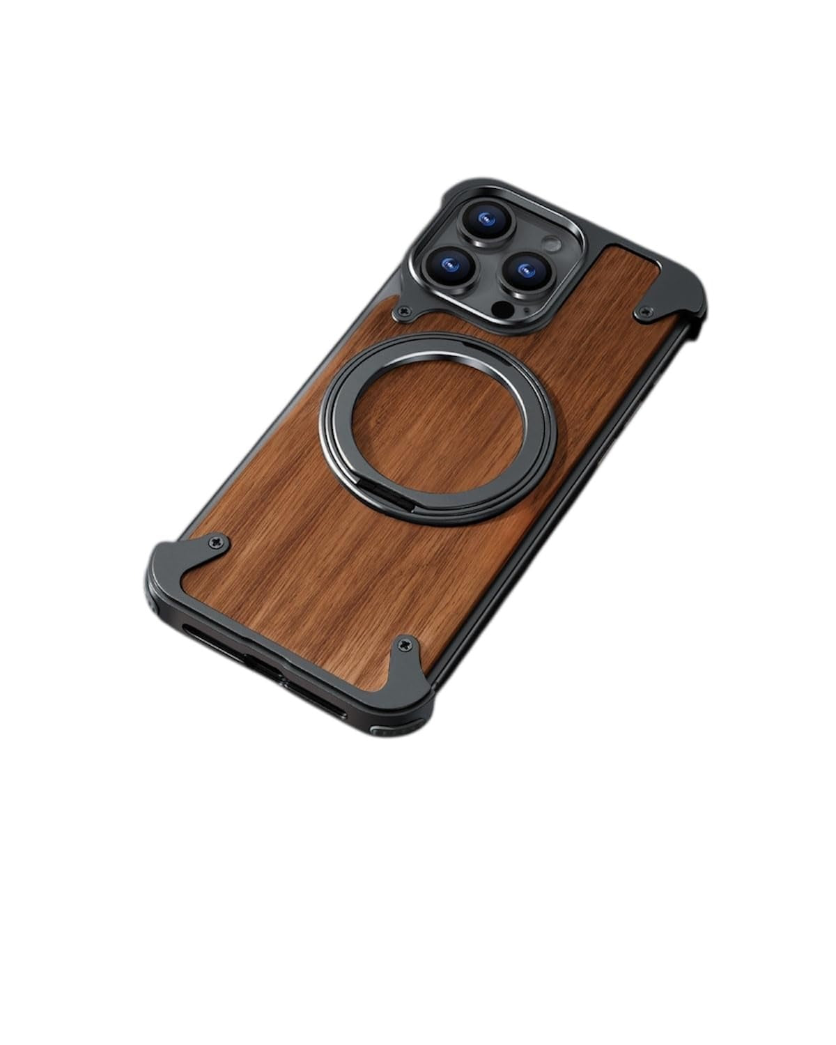 Magnetic Wooden Stand Shockproof Case