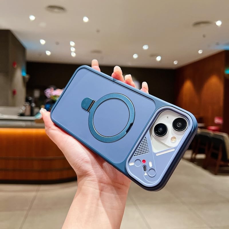 Magnetic Shockproof Mag-Safe Compatible Case Foldable 110° Metal Ring Kickstand Matte Finish