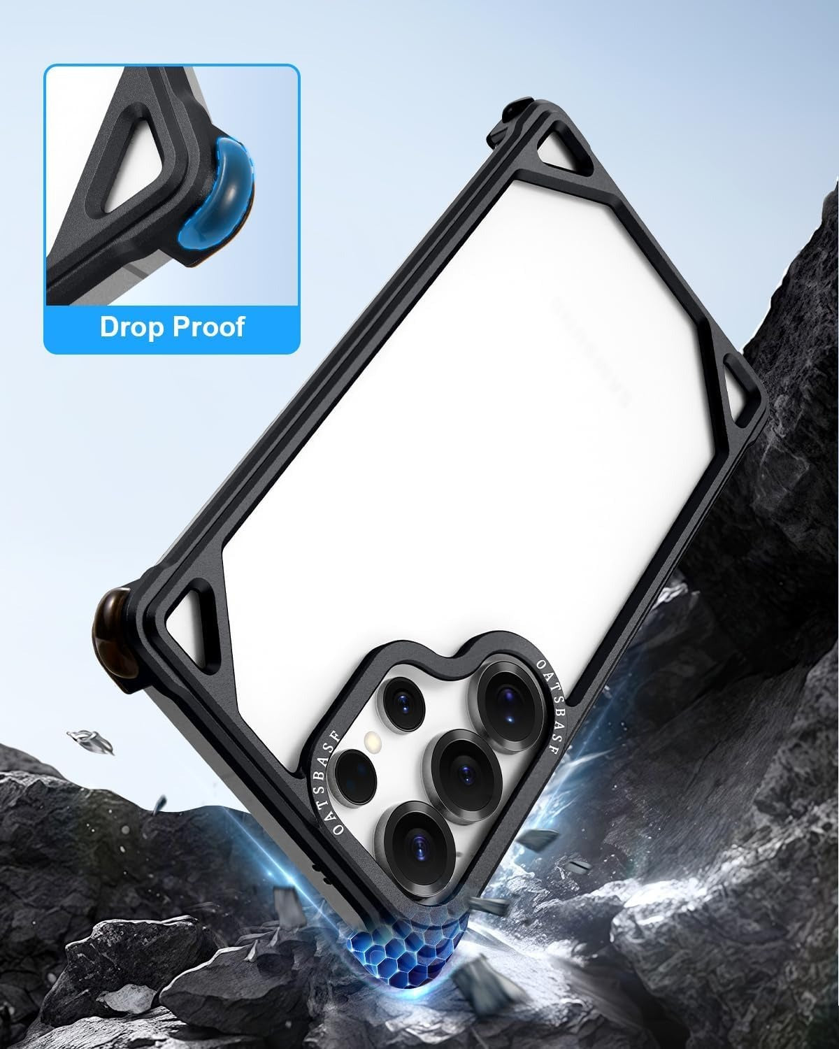 Metal Bumper Case Aluminum Frame Shock Protection Mobile Cover - Black