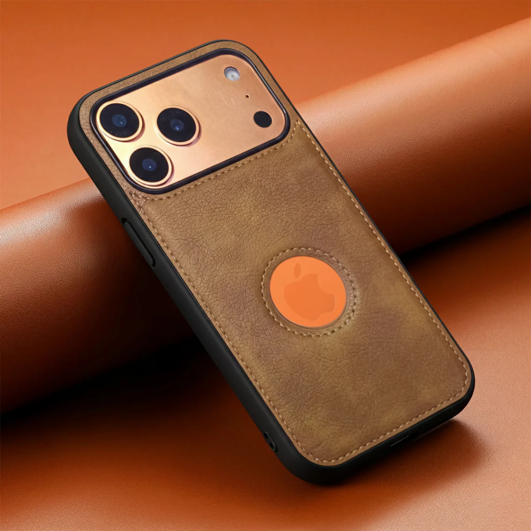 Puloka Leather Finish Logo Cut case - Brown