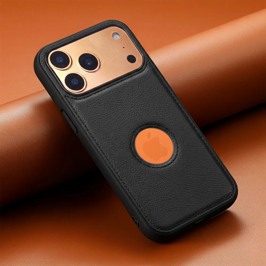 Puloka Leather Finish Logo Cut case - Black