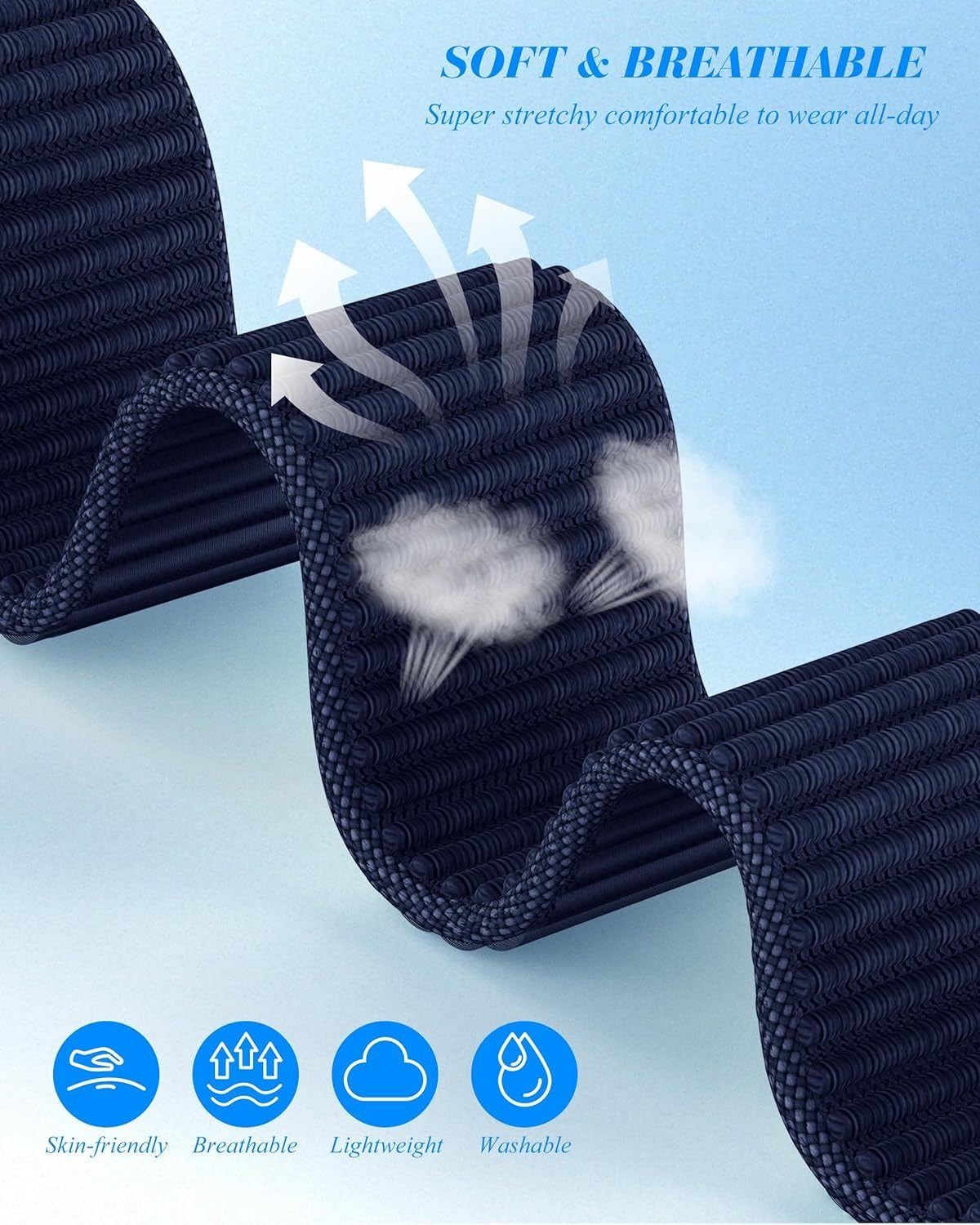 Nylon Loop Sport Band Compatible with Apple Watch Series 11/10/9/8/7/6/5/4/3/2/1 SE3 SE2 SE Ultra3/2/1, 38mm 40mm 41mm 42mm 44mm 45mm 46mm 49mm, Soft Adjustable Strap - Blue