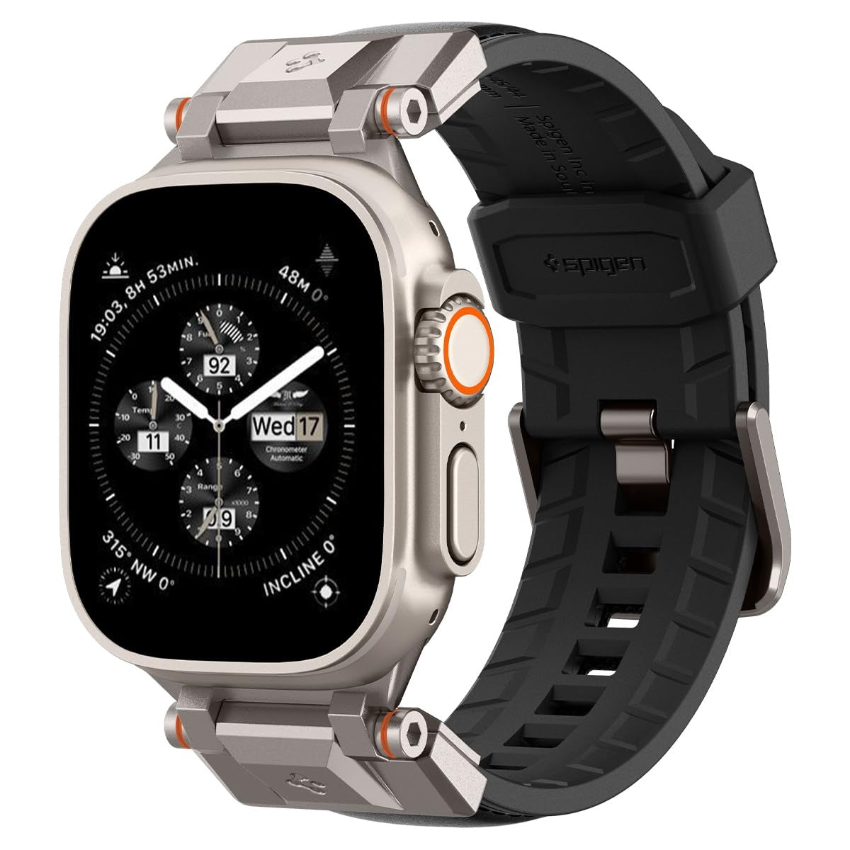 Strap Band for Apple Watch Ultra 3/2/1 49mm, Series 11/10 46mm, 9/8/7 45mm, SE3/SE2/SE/6/5/4 44mm, 3/2/1 42mm, Shockproof, Durable(DuraPro Armor PU) - Black