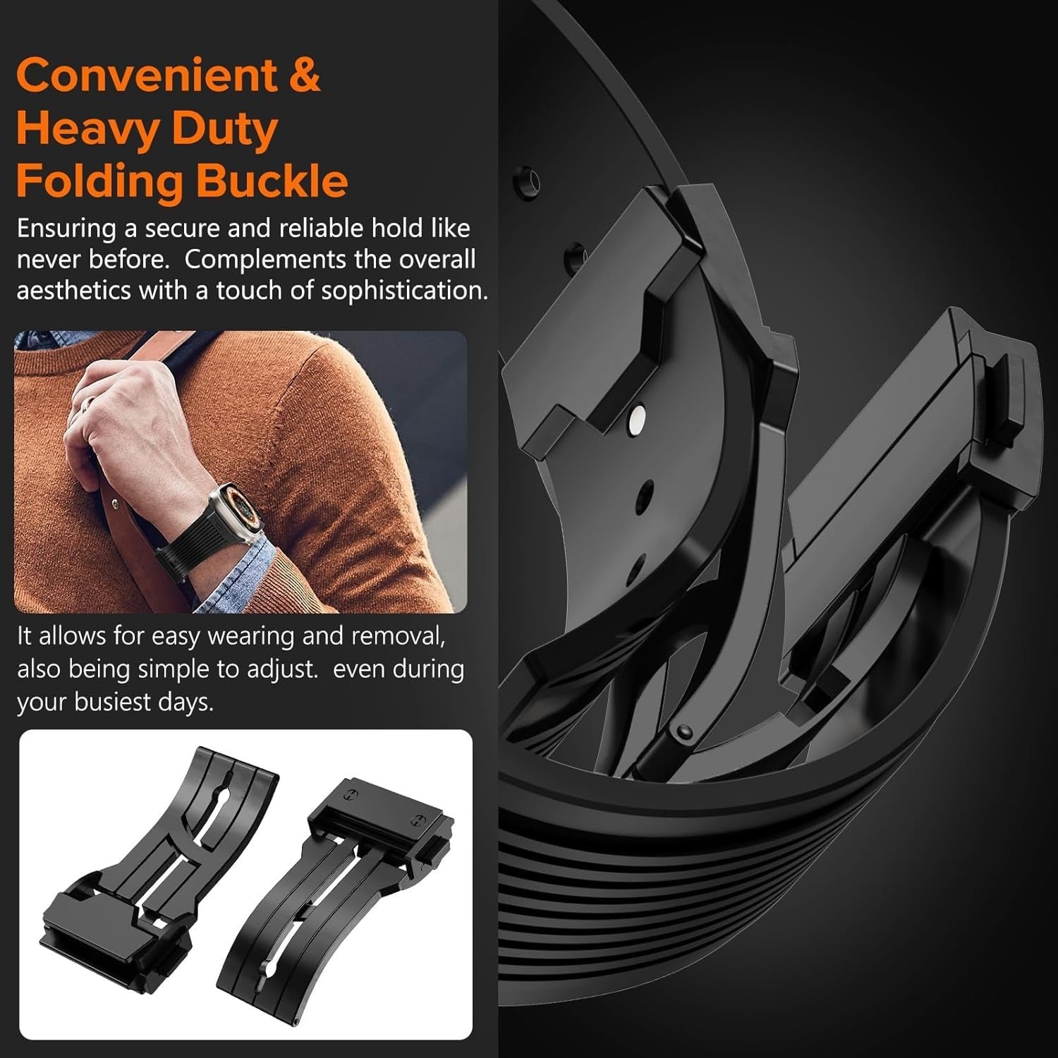 Mag Grip Loop Watch Strap Compatible with Apple Watch Series 9/8/7 (45mm) | Series SE2/6/SE/5/4 (44mm) | Series10 46mm | Ultra/Ultra 2 -Watch Not Included