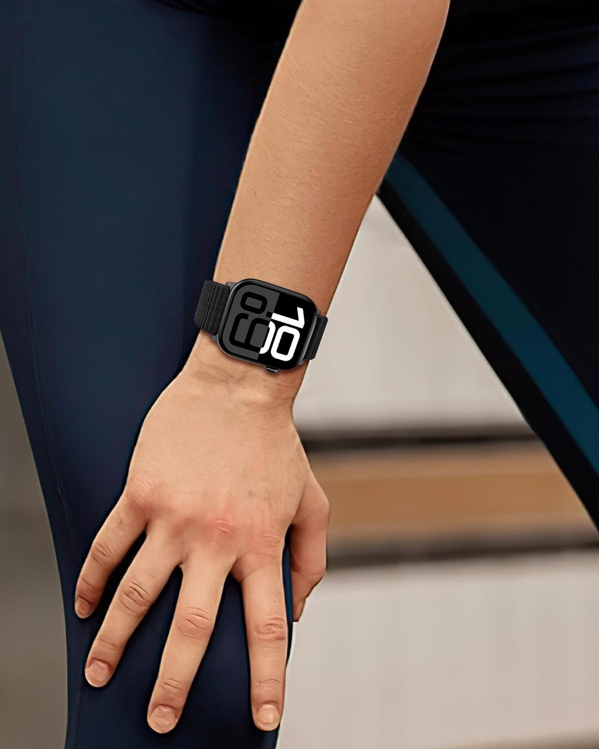 Nylon Loop Sport Band Compatible with Apple Watch Series 11/10/9/8/7/6/5/4/3/2/1 SE3 SE2 SE Ultra3/2/1, 38mm 40mm 41mm 42mm 44mm 45mm 46mm 49mm, Soft Adjustable Strap - Black