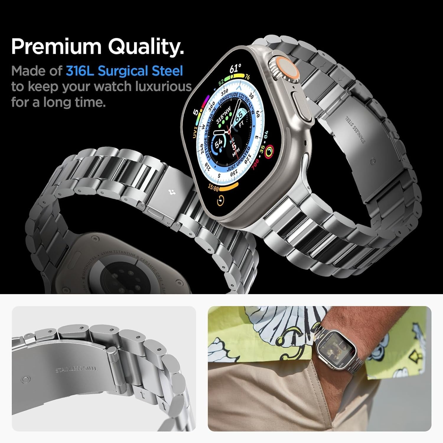 DuraPro Flex Ultra Strap Compatible with All Apple Watch Series (49mm, 45mm, 44mm, 42mm)