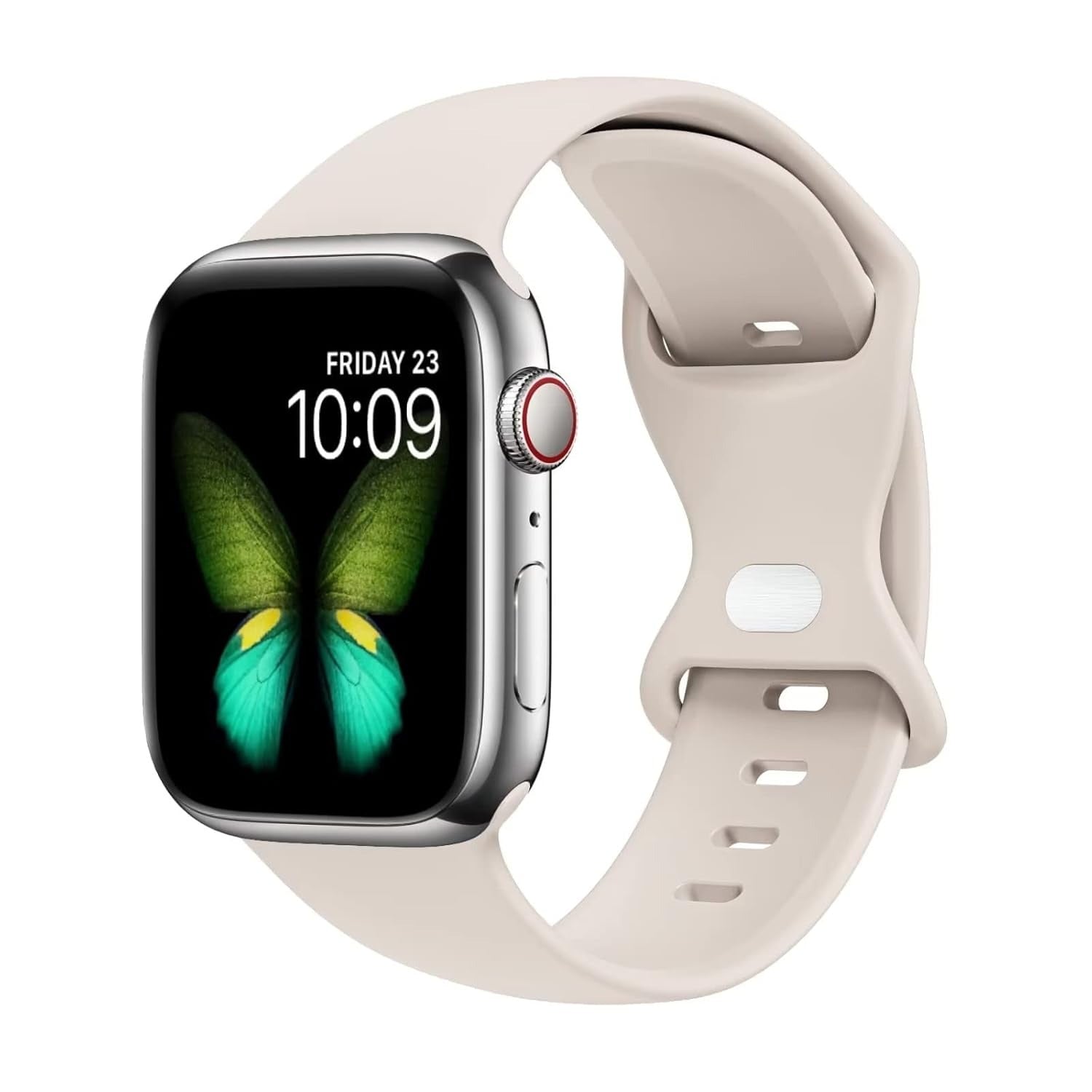 Sport Band Compatible with Apple Watch 44mm 45mm 46mm 40mm 42mm 38mm 41mm 49mm, Soft Silicone Strap for iWatch Series 11 10 9 8 7 6 5 4 3 2 1 SE3 SE2 SE Ultra (Watch Not Included)- Cream
