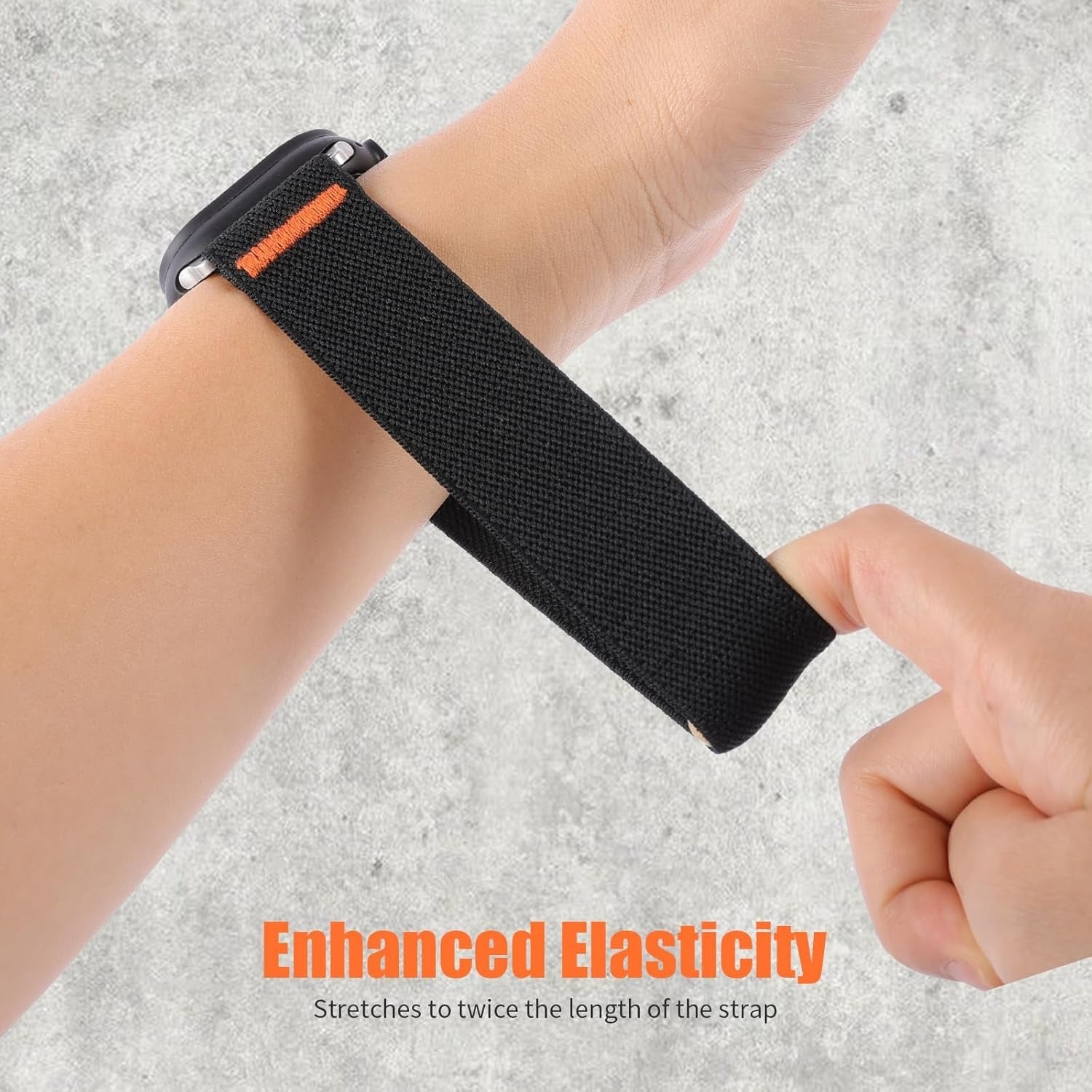 Sport Nylon Band Compatible with Apple Watch Series 9/8/7 (41mm/45mm) | Series 11/10 (42mm/46mm) | SE3/SE2/SE/6/5/4 (40mm/44mm) | Ultra 49mm | 3/2/1 38mm, Elastic Fabric Solo Loop iWatch Strap - Black