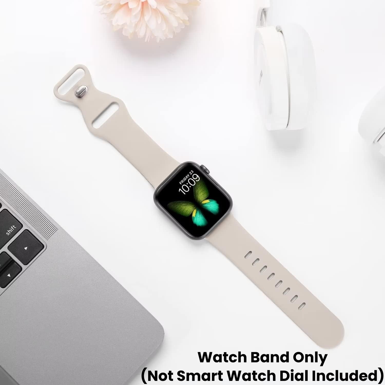 Sport Band Compatible with Apple Watch 44mm 45mm 46mm 40mm 42mm 38mm 41mm 49mm, Soft Silicone Strap for iWatch Series 11 10 9 8 7 6 5 4 3 2 1 SE3 SE2 SE Ultra (Watch Not Included)- Cream