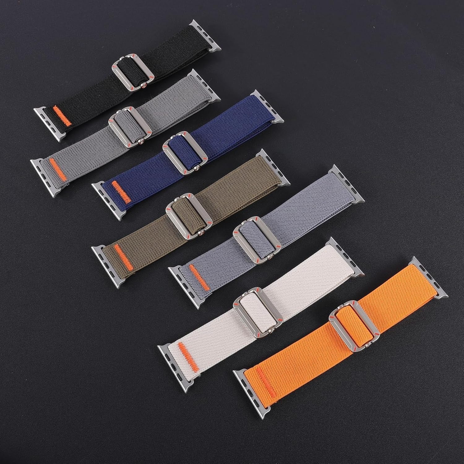 Sport Nylon Band Compatible with Apple Watch Series 9/8/7 (41mm/45mm) | Series 11/10 (42mm/46mm) | SE3/SE2/SE/6/5/4 (40mm/44mm) | Ultra 49mm | 3/2/1 38mm, Elastic Fabric Solo Loop iWatch Strap - Black