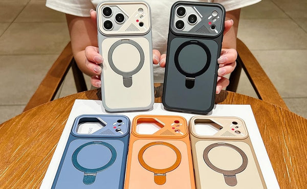Premium Magnetic Shockproof Mag-Safe Compatible Case Foldable 110° Metal Ring Kickstand Matte Finish - Blue