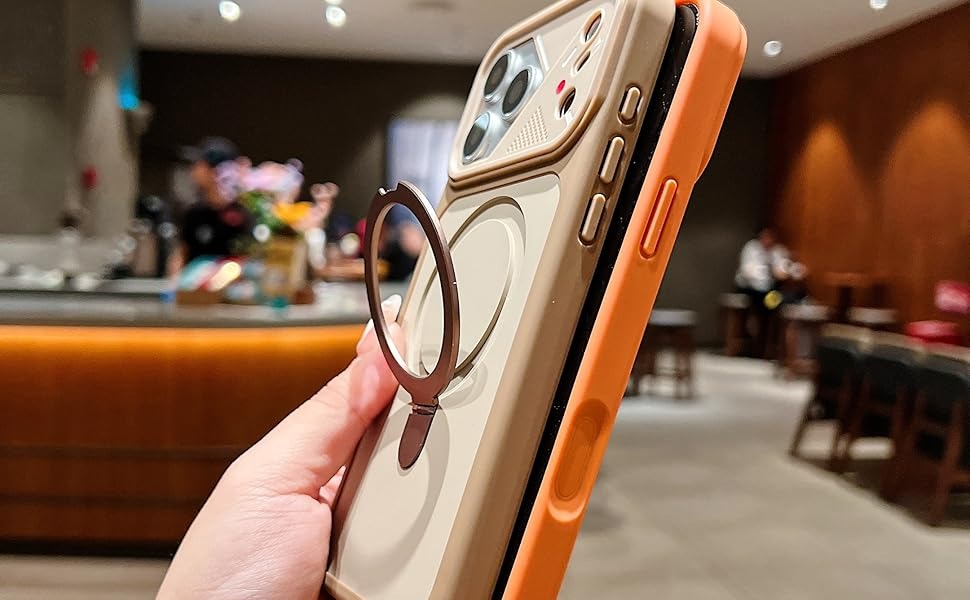Magnetic Shockproof Mag-Safe Compatible Case Foldable 110° Metal Ring Kickstand Matte Finish